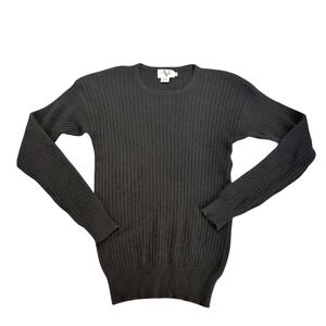VTG‎ Verrazano Black 100% Cashmere Ribbed Knit Sweater Long Sleeve Womens Size M